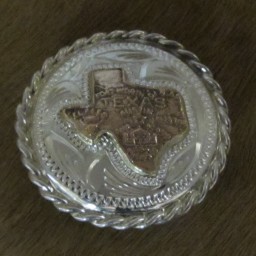 1 1/2″ Sterling Silver Round Bola with 10K Gold State of Texas & Rope Edge