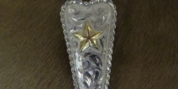 1″ X 2″ Sterling Silver Tapered Plate Bola with 10K Gold Texas Star and Rope Edge