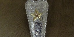 1″ X 2″ Sterling Silver Tapered Plate Bola with 10K Gold Texas Star and Rope Edge