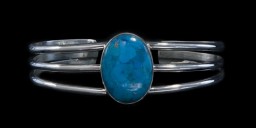 Sterling Cuff Bracelet with Turquoise Stone