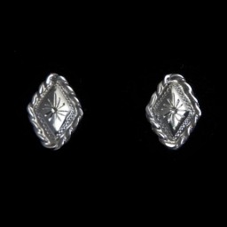 Sterling Diamond Earrings with Rope Edge