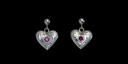 1/2″ Sterling Heart Earring with Rubies