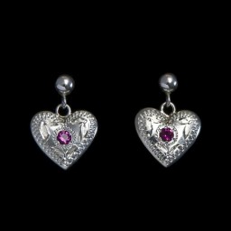 1/2″ Sterling Heart Earring with Rubies