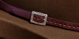 3/8″ Leather Hatband with Sterling Silver Rectangle Buckle