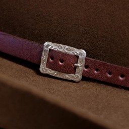 3/8″ Leather Hatband with Sterling Silver Rectangle Buckle