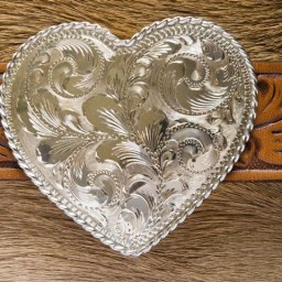 3″ Sterling Silver Heart Buckle with Rope Edge