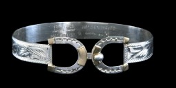 3/8″ Sterling Double Horseshoe Bracelet with 10K Gold