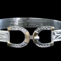 3/8″ Sterling Double Horseshoe Bracelet with 10K Gold