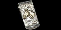 7/8″ X 2″ Sterling Money Clip with 10K Horsehead