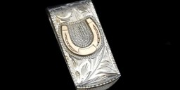 7/8″ X 2″ Sterling Money Clip with 10K Horseshoe