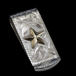 7/8″ X 2″ Sterling Money Clip with 10K Texas Star