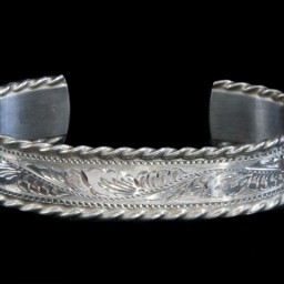 1/2″ Sterling Cuff Bracelet with Rope Edg