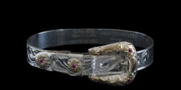 3/8″ Sterling Buckle Bracelet with 10K Gold and Rubies
