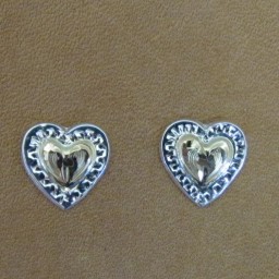 3/8″  Sterling Silver & 10k Gold Heart Earrings
