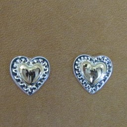 3/8″  Sterling Silver & 10k Gold Heart Earrings