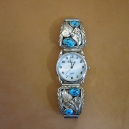 Men’s Sterling Silver &Turquoise Watch