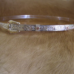 3/8″ Sterling Silver Hatband with 10K Gold & Rubies