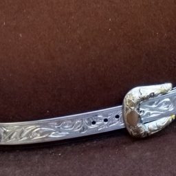 Texas Star Hatband- 3/8″ Handcrafted Sterling Silver with 10k Gold Florals and 6- 10K Gold Texas Stars