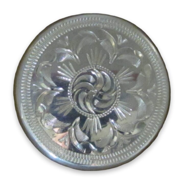 1-1/4″ Sterling Silver Hand Engraved Round Bola, on a white background