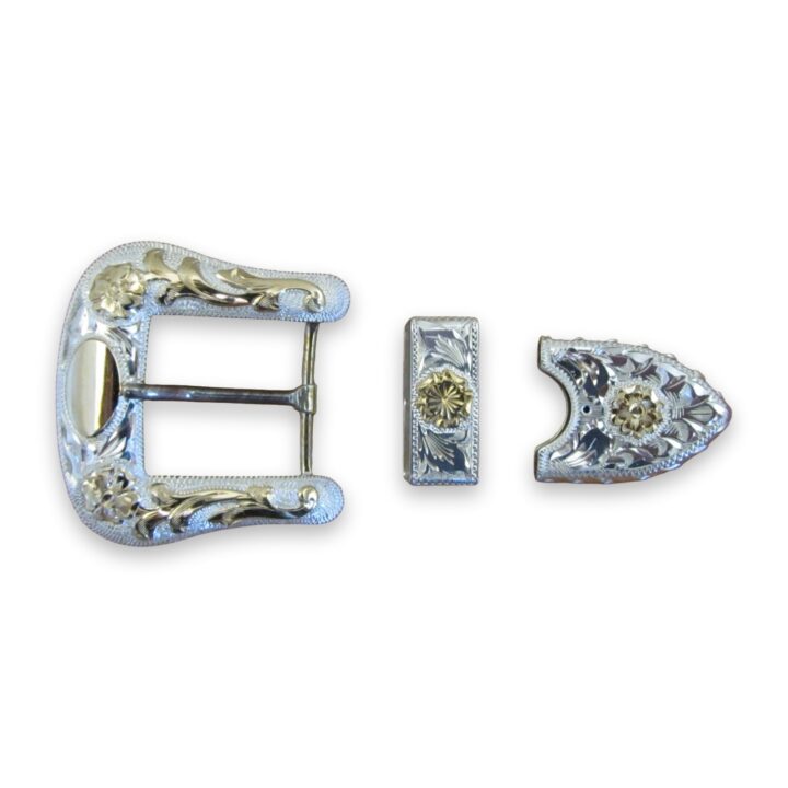 1″ Sterling Ranger Buckle Set with 10K Overlay, on a white background