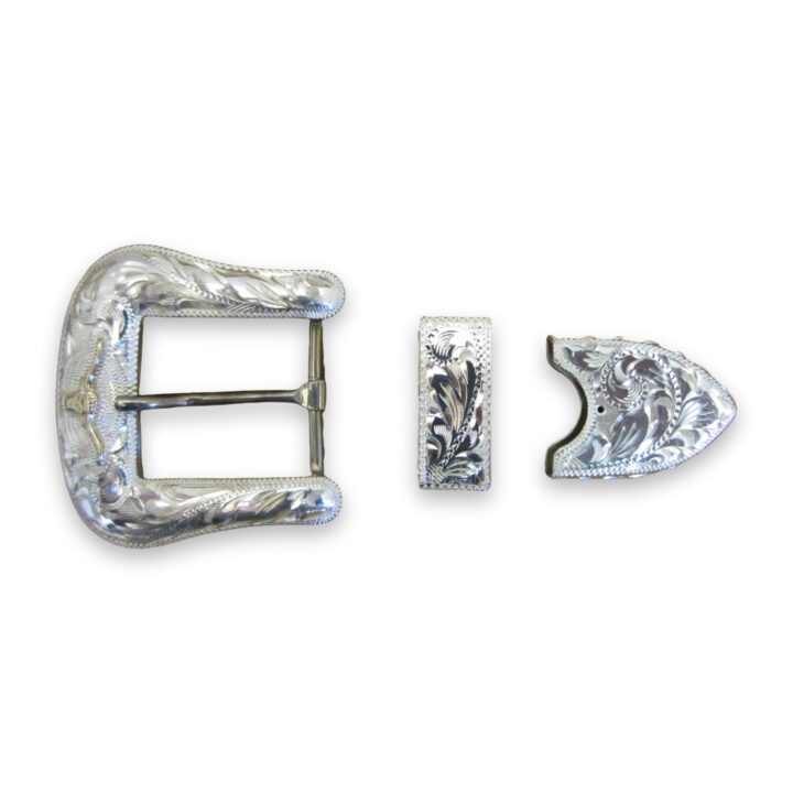 1″ Sterling Ranger Buckle Set with 10K Steerhead, on a white background
