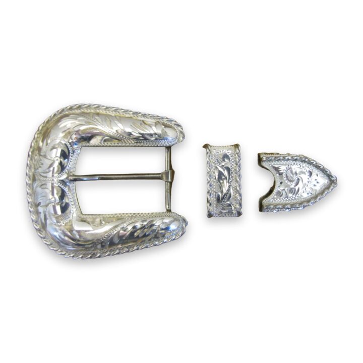 1″ Sterling Ranger Buckle Set with Rope Edge, on a white background