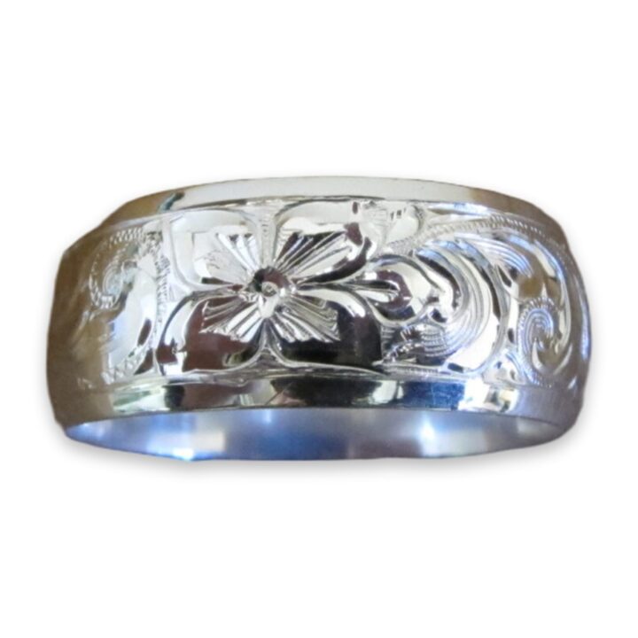 3/8″ Sterling Silver Band, on a white background