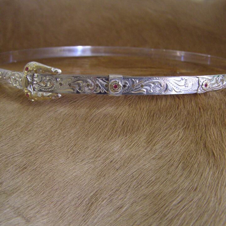 3/8" Sterling Silver Hatband with 10K Gold & Rubies