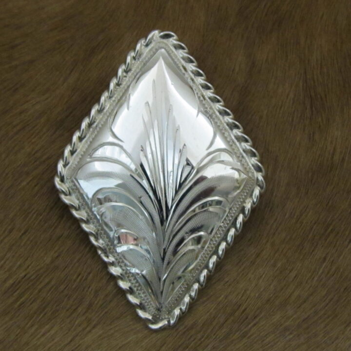 2-1/8" Sterling Silver Hand Engraved Diamond with Rope Edge Bola