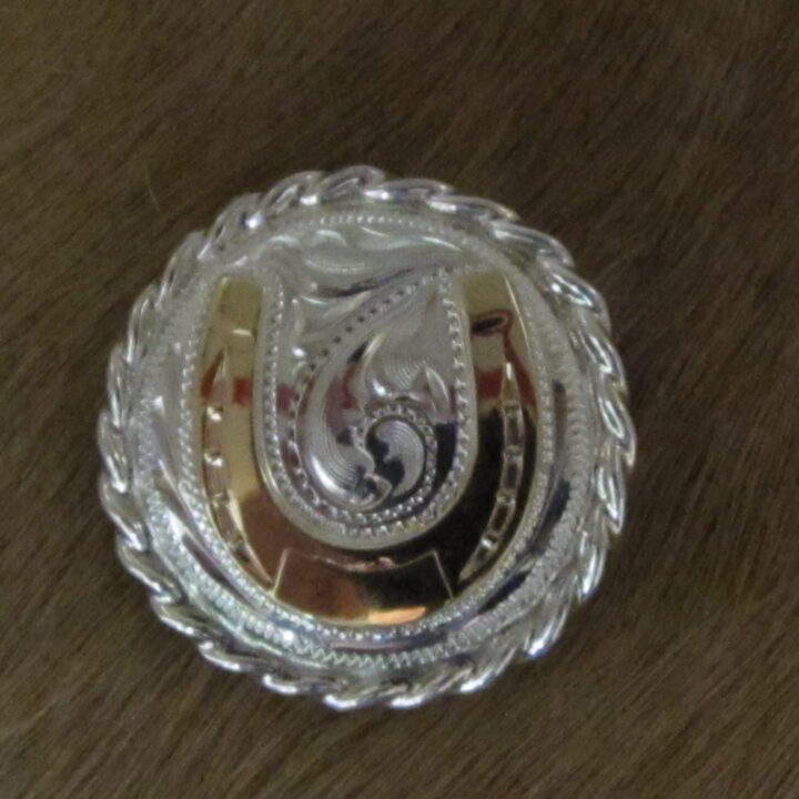 1" Sterling Silver Round Bola with 10k Gold Horseshoe