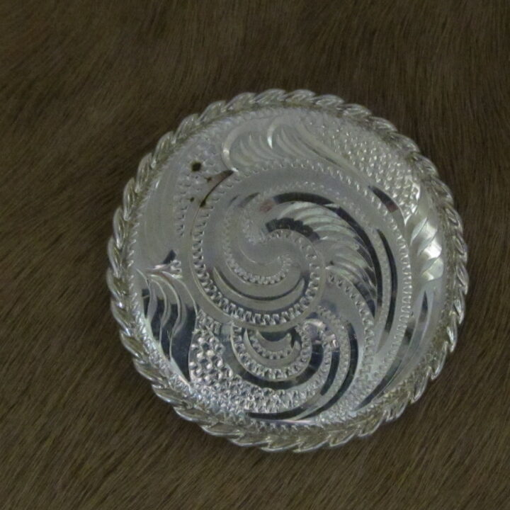 1-5/8" Sterling Silver Hand Engraved Round Bola with Rope Edge