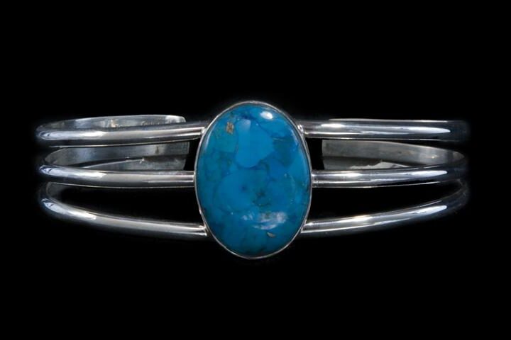 Sterling Cuff Bracelet with Turquoise Stone