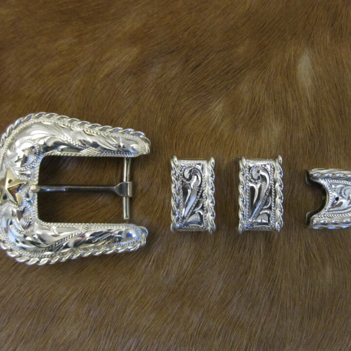 3/4" Sterling Silver Buckle Set with 10k Texas Star