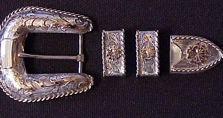1" Sterling Ranger Buckle Set with Rope Edge and 10K Overlay