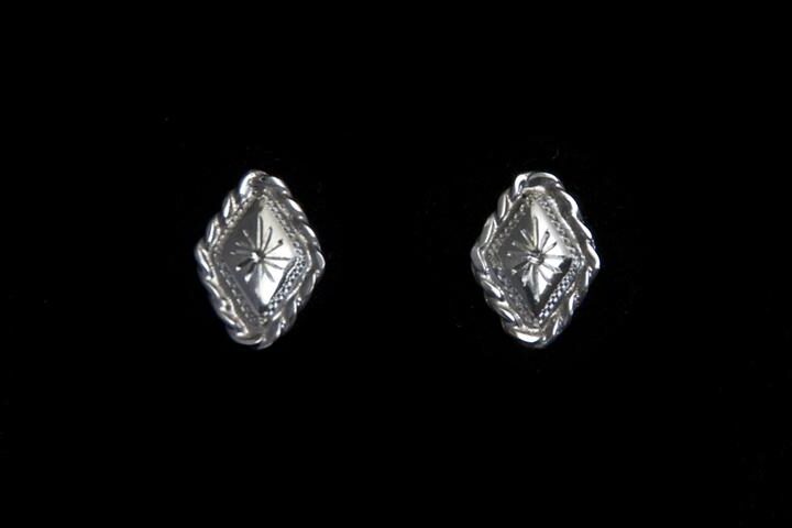 Sterling Diamond Earrings with Rope Edge