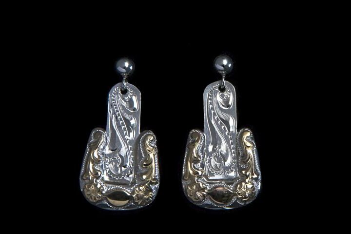 Sterling Buckle Earring with 10K Gold