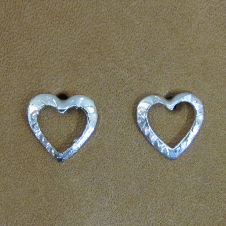 3/8" Sterling Silver Cutout Heart Earrings