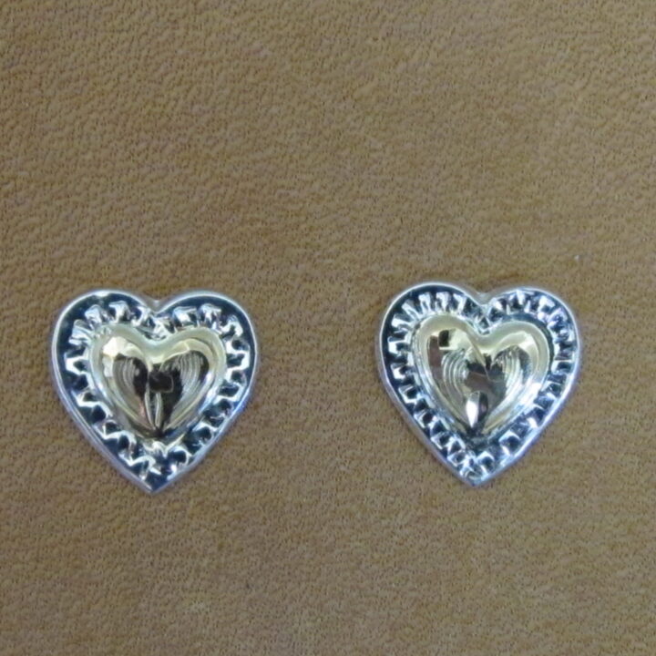 3/8" Sterling Silver & 10k Gold Heart Earrings