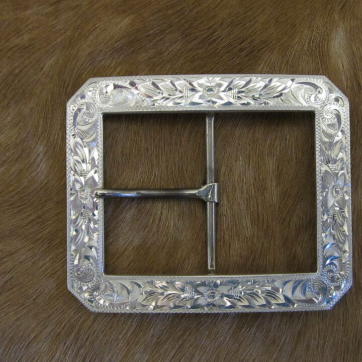2-1/4"X3" Sterling Rectangle Gun Belt Buckle