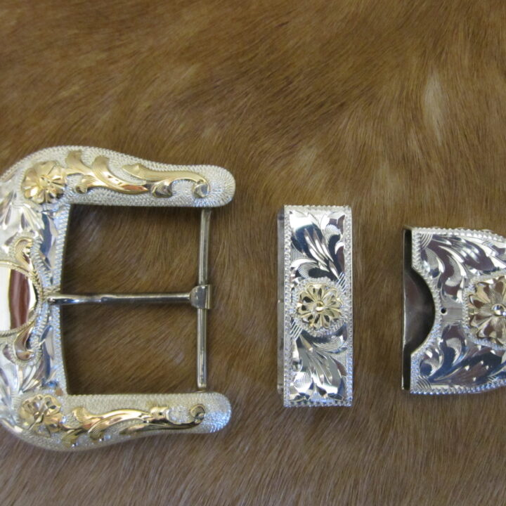 1-1/2" Sterling Ranger Buckle Set with 10K Gold Overlay