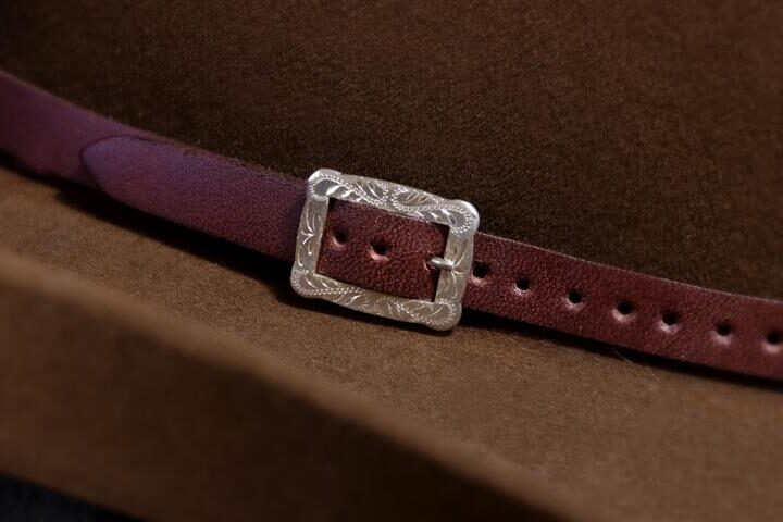 3/8" Leather Hatband with Sterling Silver Rectangle Buckle