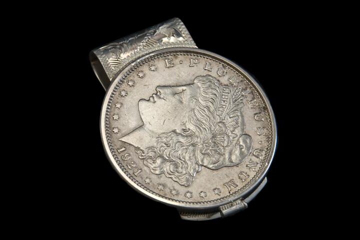 7/8" X 2" Sterling Money Clip with Morgan Silver Dollar
