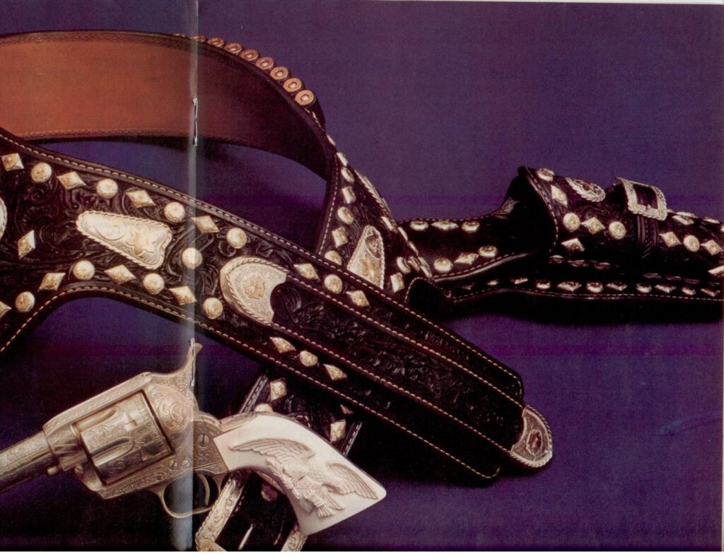 Fritch Brothers hand-tooled gun belt and sterling silver hardware photographed in 1974