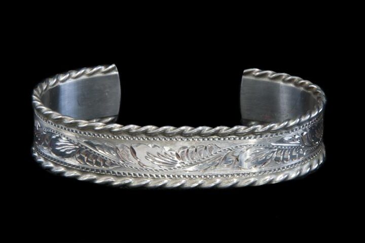 1/2" Sterling Cuff Bracelet with Rope Edg