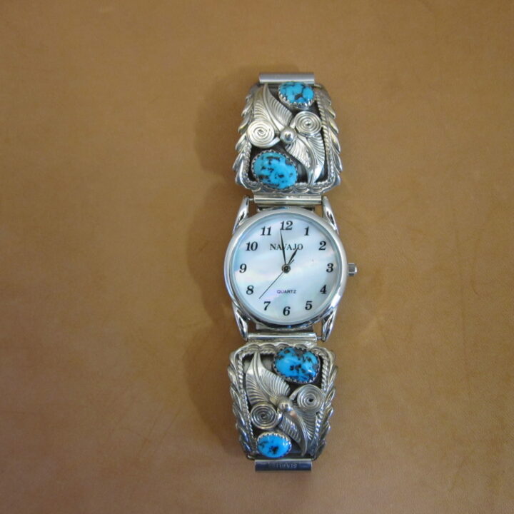 Men's Sterling Silver &Turquoise Watch