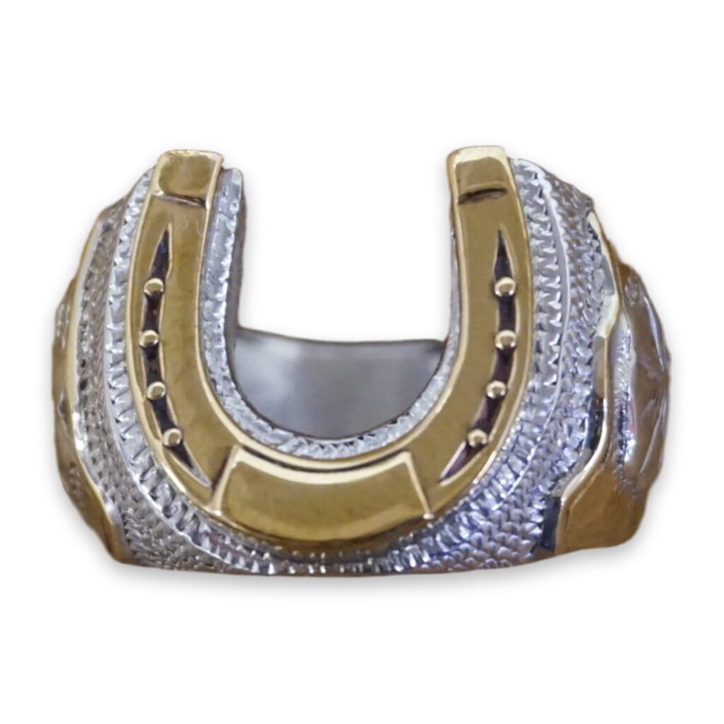 The Lucky Horseshoe Ring, on a white background